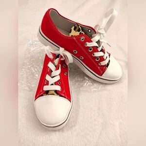 Red and Leopard print canvas shoes